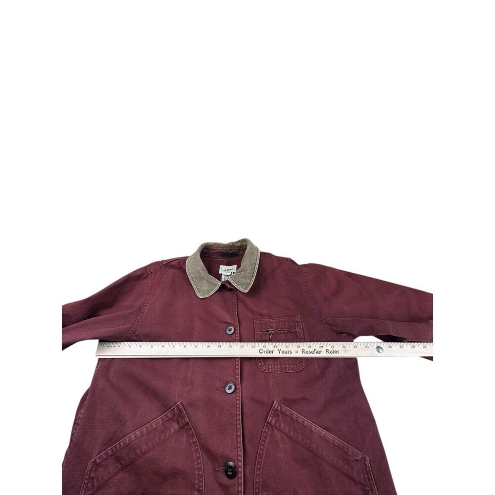L.L. Bean Women’s Barn Coat Jacket L Canvas Chore Rust Red Corduroy Collar - Picture 6 of 16